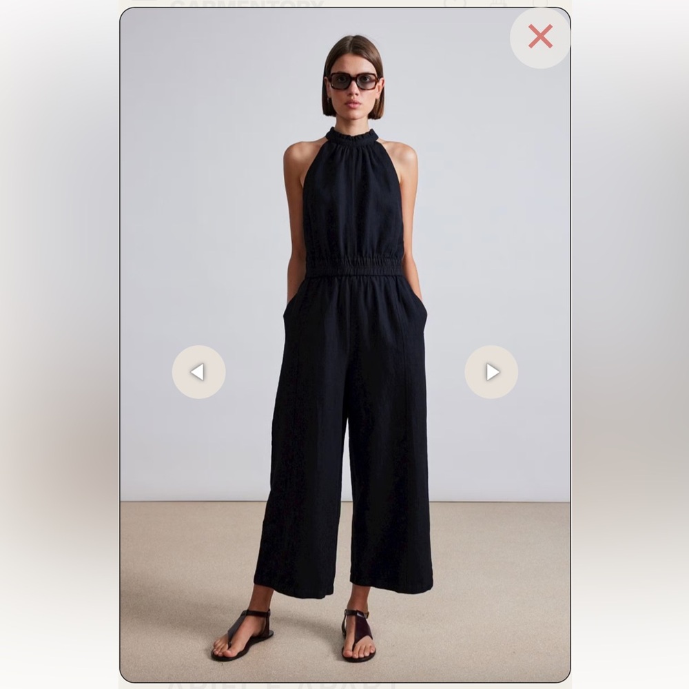 NWT Apiece Apart New Archer Jumpsuit in Black Linen & Organic Cotton Blend - Picture 2 of 13